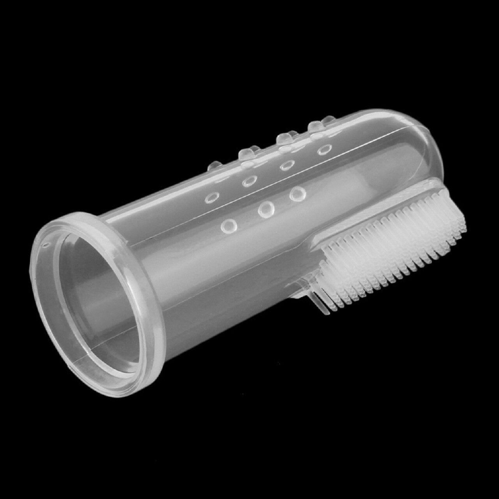 [Hàng mới về] Bàn chải đánh răng đeo ngón tay bằng silicon mềm an toàn cho bé
