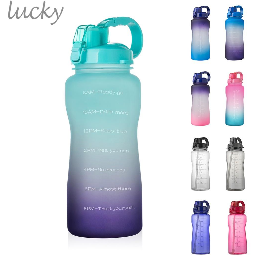 【LUCKY】Water Bottle Flip-top Motivational Time Stamp Outdoor Straw-leak-proof