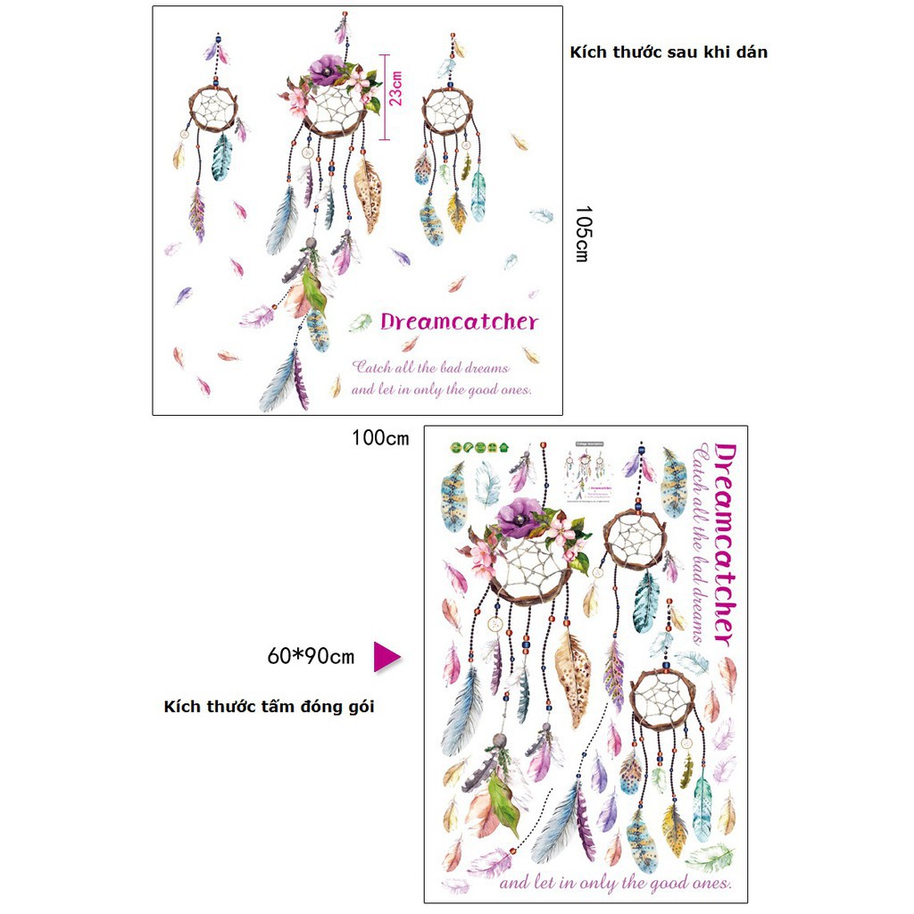 [XẢ HÀNG] Decal dán tường ⚡ FREESHIP ⚡ Dreamcatcher - decal dán trang trí phòng ngủ đẹp, dễ thương AmyShop tại HCM