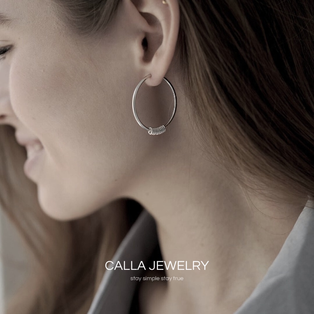Khuyên tai bạc - Chain Me - Bông tai bạc S925 Unisex cá tính, khuyên nam nữ, xâu chuỗi tròn - CALLA JEWELRY | E009