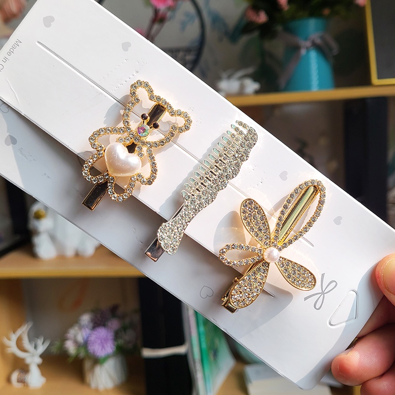 Set 3 Kẹp Tóc Đính Ngọc Trai Xinh Xắn Cho Nữ
