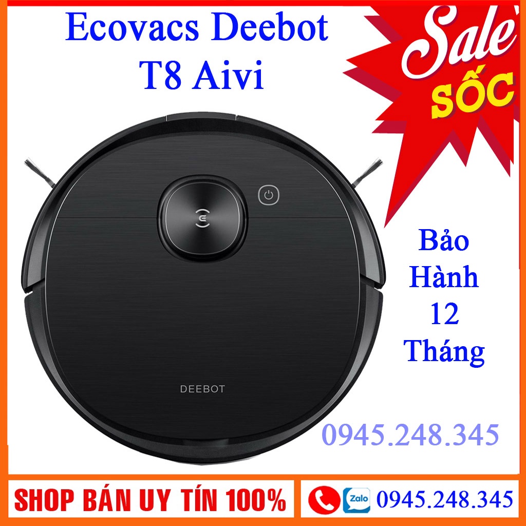Robot hút bụi lau nhà Ecovacs Deebot T8 Aivi- Nói Tiếng Việt-Hàng Nguyên Seal, Mới 100%