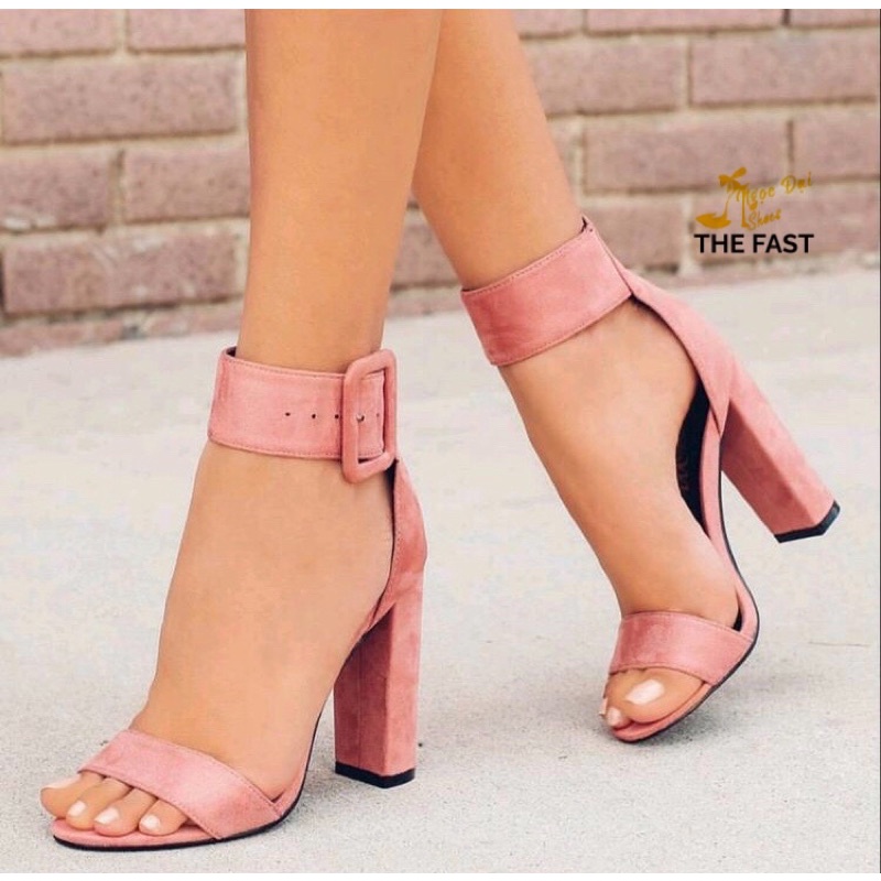 Giày xăng đan gót vuông cao khoá bản to NĐ76