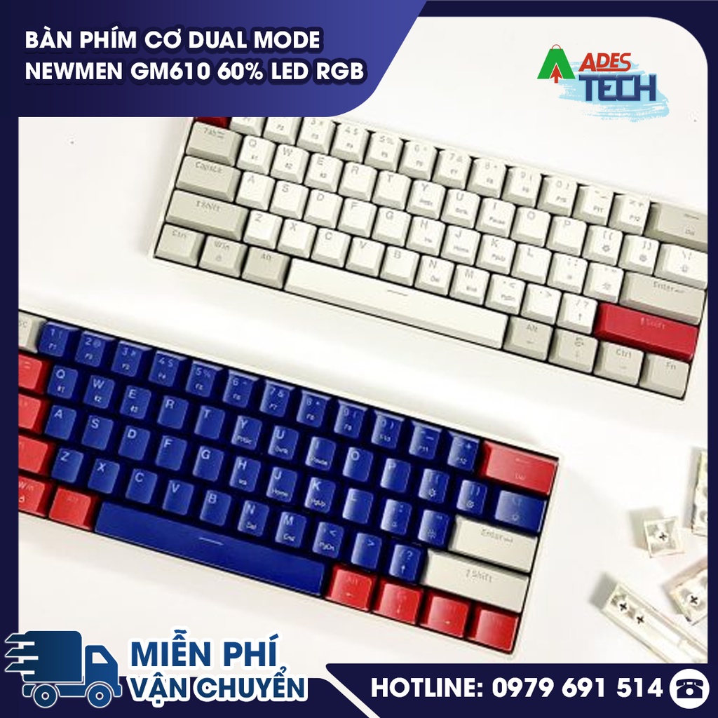 Bàn phím cơ Dual mode NEWMEN GM610 60% Led RGB Hàng Chính Hãng