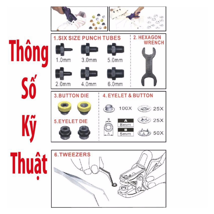 Kìm bấm lỗ dây nịt cao cấp Licota (kèm khoen) -  AGP-LP04S