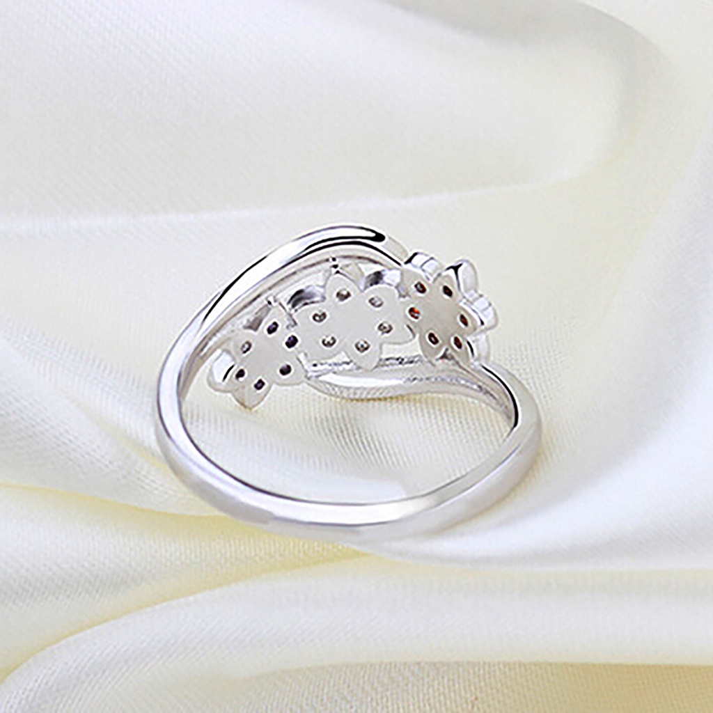 Nhẫn bạc 925 thiết kế hình hoa đính đá xinh xắn sang trọng dành cho nữ