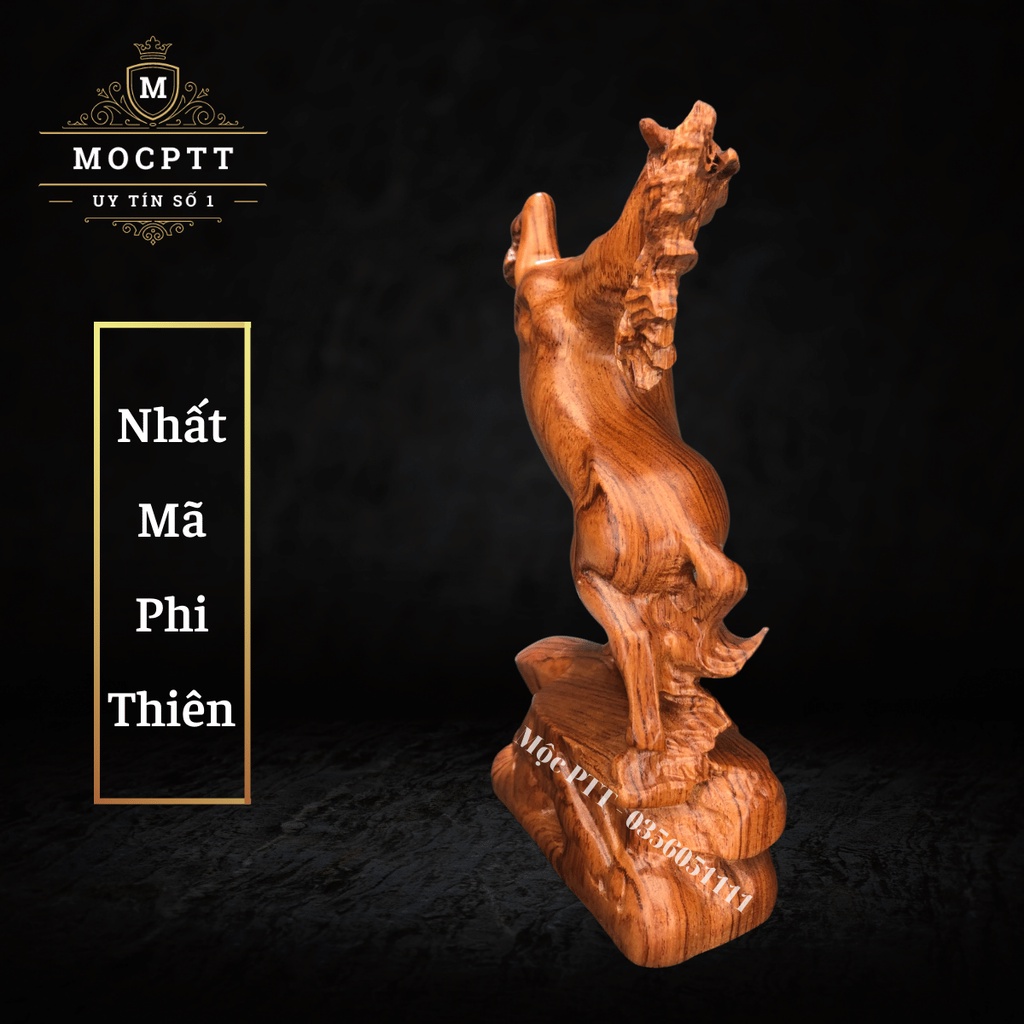 Tượng gỗ Con Ngựa mẫu Nhất Mã Phi Thiên gỗ Hương Đá kích thước Cao 20 30 40 50 cm CG07