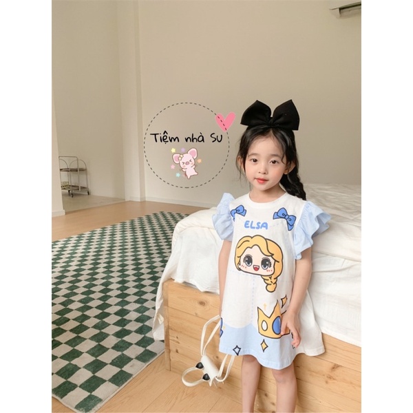 Váy bé gái - Váy suông in hình công chúa Bạch Tuyết / ELSA cho bé gái  - TIỆM NHÀ SU
