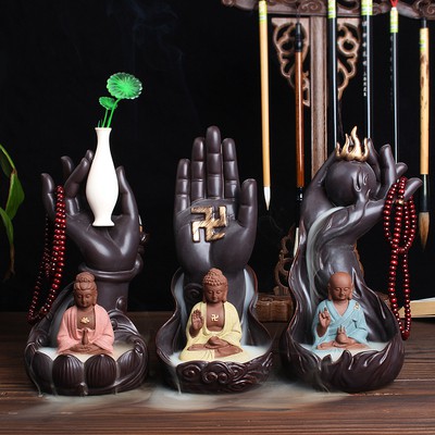 Thác khói trầm hương phật quan âm thích ca tọa thiền non bộ thác trầm hương tặng 3 nụ trầm hương cao cấp