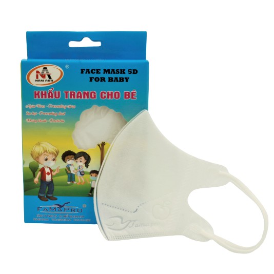[COMBO 4 HỘP] Khẩu trang y tế 3 lớp kháng khuẩn trẻ em Famapro 5D BABY QUAI THUN Hộp 10 cái