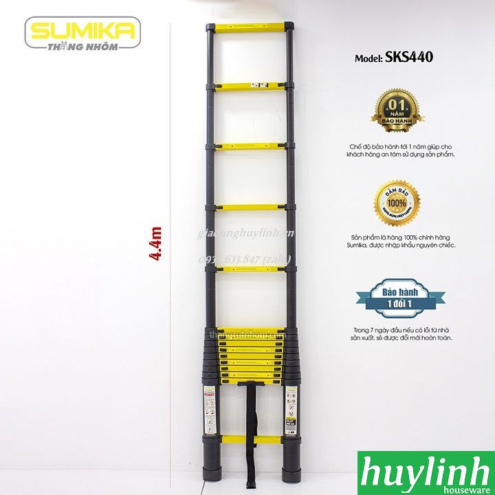 Thang nhôm rút đơn Sumika SKS440 - 4.4 mét - Tải trọng 300kg