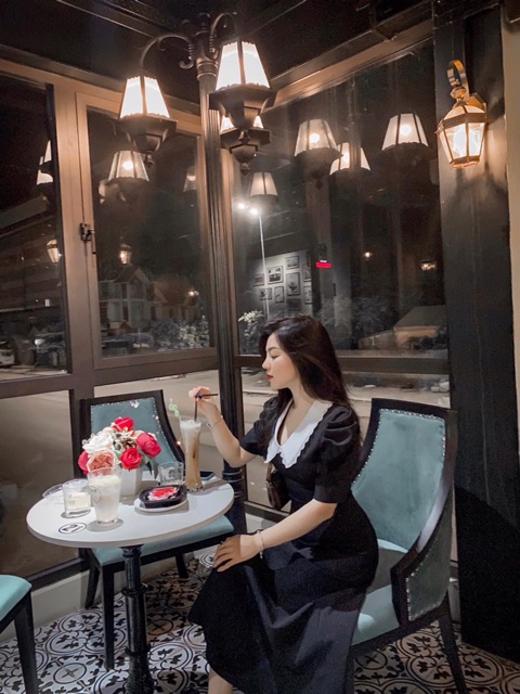 ( Ảnh thật ) v0807 váy cổ trắng viền ren | BigBuy360 - bigbuy360.vn