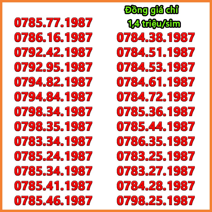 Sim mobifone năm sinh 1987