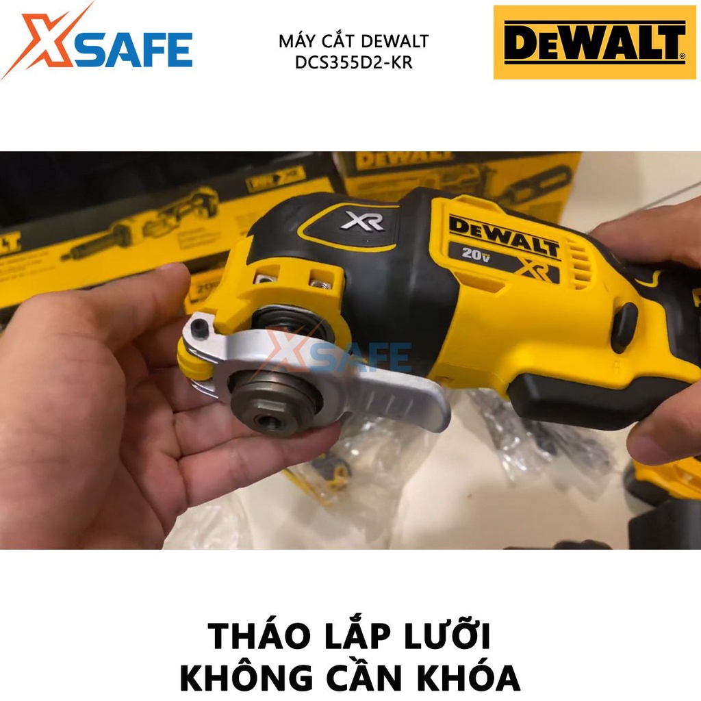 Máy cắt đa năng dùng pin DEWALT DCS355D2-KR Máy cắt rung công suất 300W dùng cắt các vật liệu như kim loại, gạch, gỗ,...