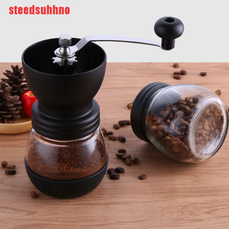 {steedsuhhno}Manual Coffee Bean Grinder Adjustable Coarseness Ceramic Hand Held Mill 2pcs/set