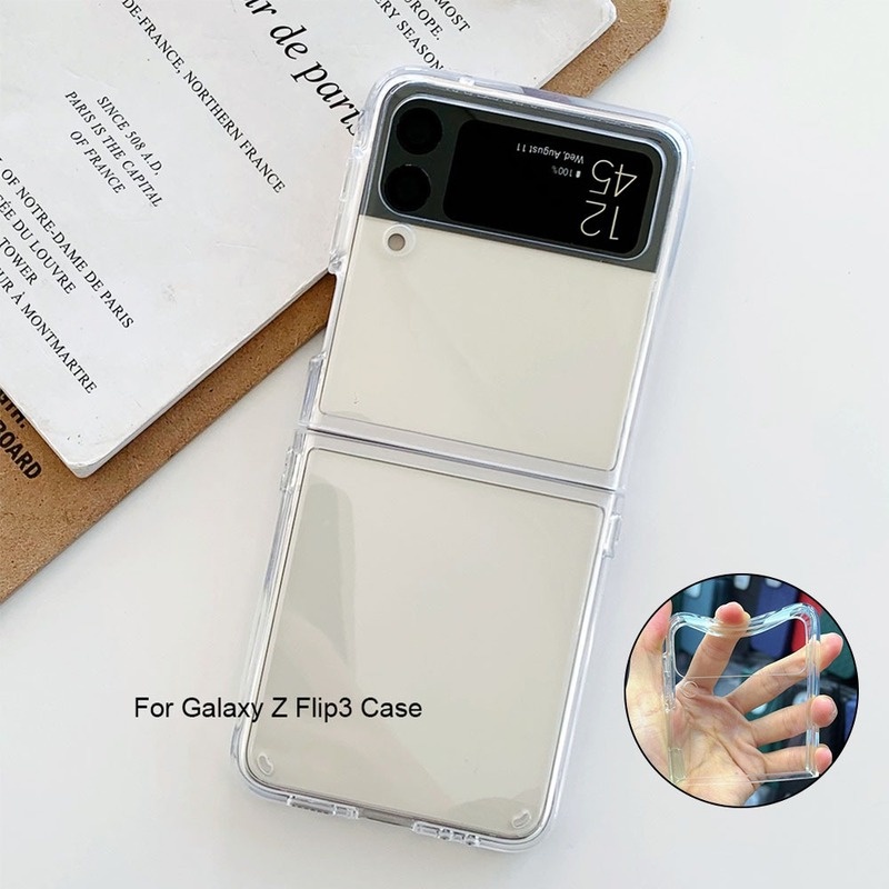 Ốp Điện Thoại PC Cứng Trong Suốt Chống Sốc Cho Samsung Galaxy Z flip 4 Z flip 3 Z Flip4 Zflip3 Samsung Z Flip3