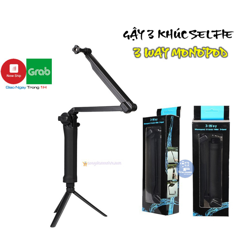 Gậy 3 Khuc Selfie Gopro – 3 Way Monopod Action Camera