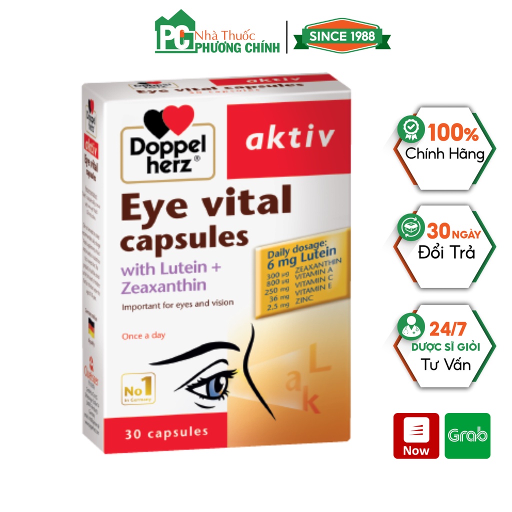 Viên Uống Bổ Mắt Doppelherz Aktiv Eye Vital Capsules Giúp Tăng Cường Thị Lực & Sức Khỏe Cho Mắt (Hộp 30 Viên)