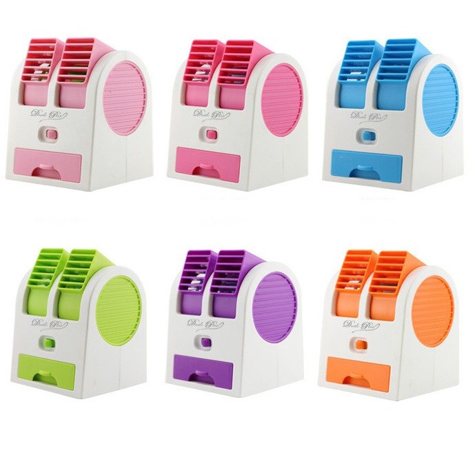 (Tặng kèm pin + dây nguồn usb) QUẠT ĐIỀU HOA MINI CÓ KHAY ĐÁ 2 CỬA GIÓ điều hòa mini 1-2 cửa gió- Quạt để bàn, Quạt USB,