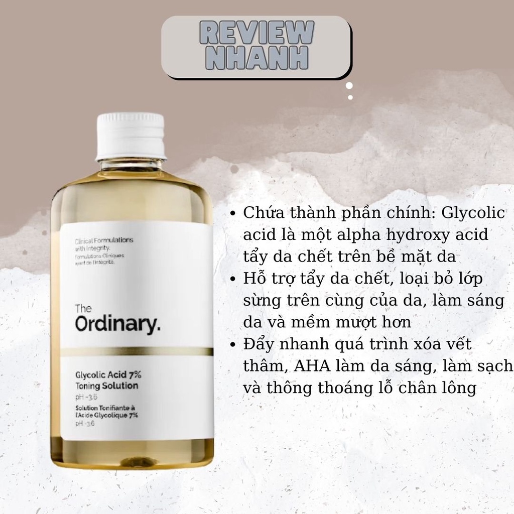 Toner chứa 7% AHA The Ordinary Glycolic Acid 7% Toning Solution (240ml)