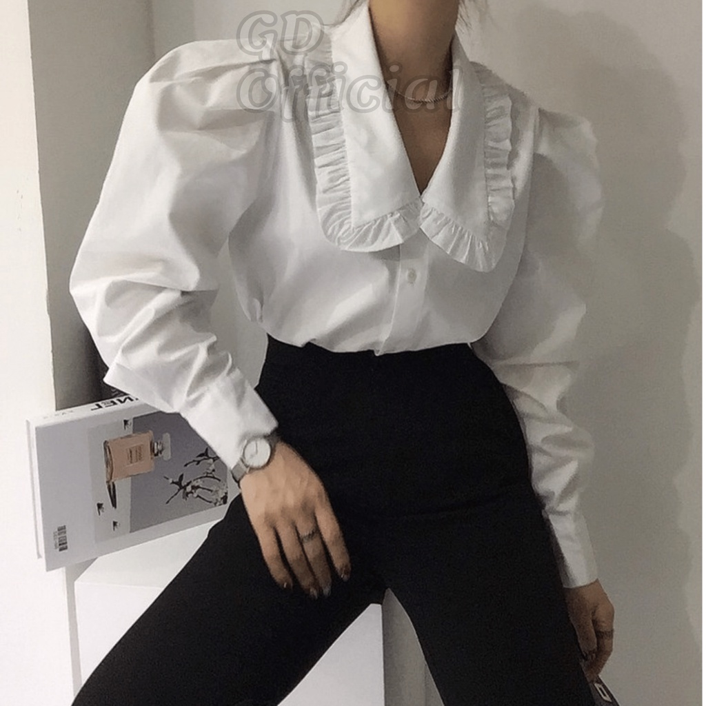 A24|Áo sơ mi Hàn quốc công sở cá tính kèm gile dáng croptop trắng đen cho nữ gd_order