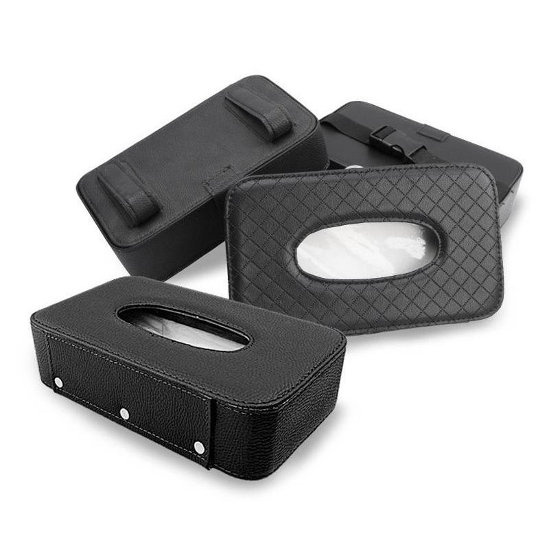 Hộp Đựng Khăn Giấy Bằng Da PU Gắn Tấm Chắn Nắng Xe Hơi