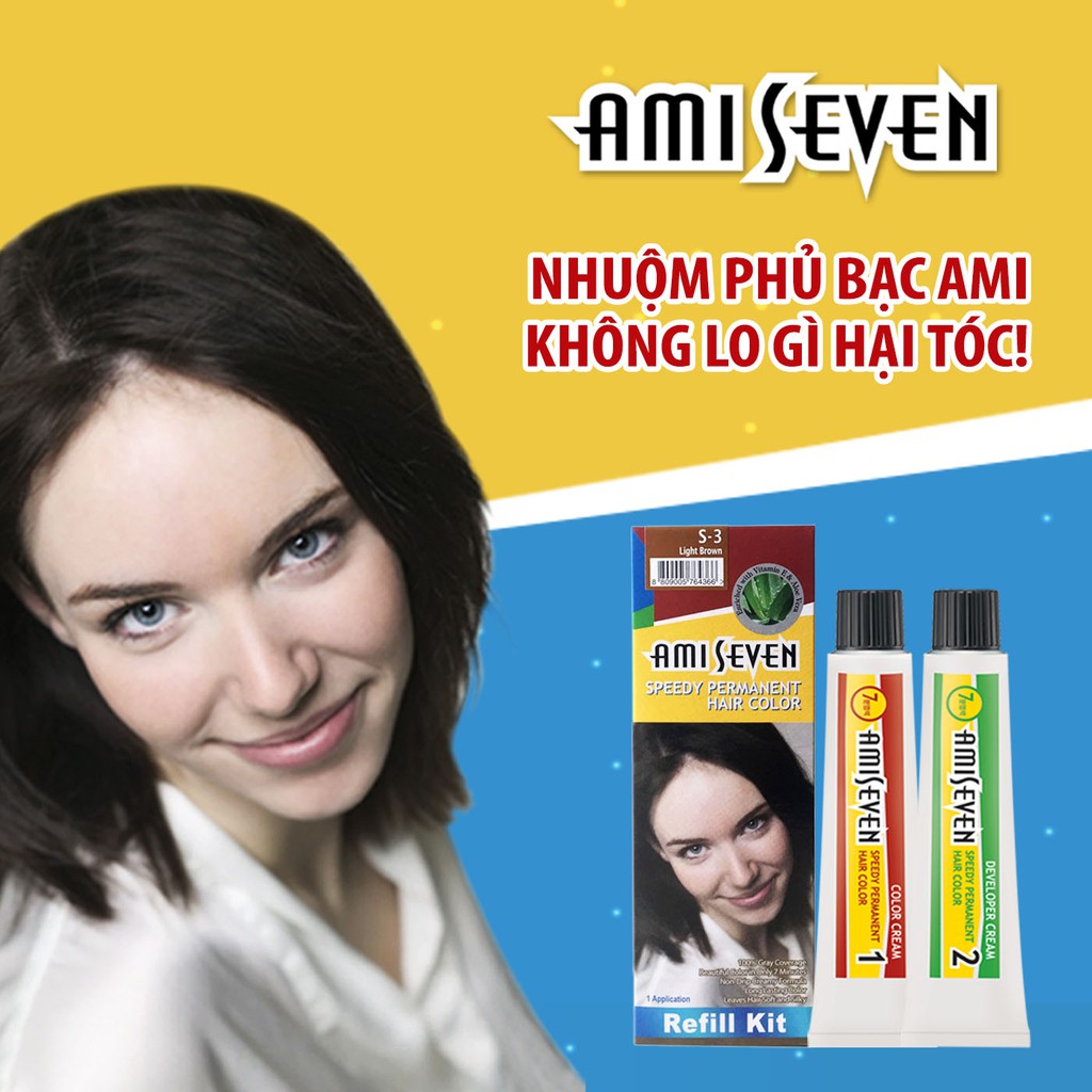 Nhuộm phủ bạc dược thảo số S3 Nâu sáng (Loại tiết kiệm) - Nhanh 7 phút Hàn Quốc (60g + 60g)