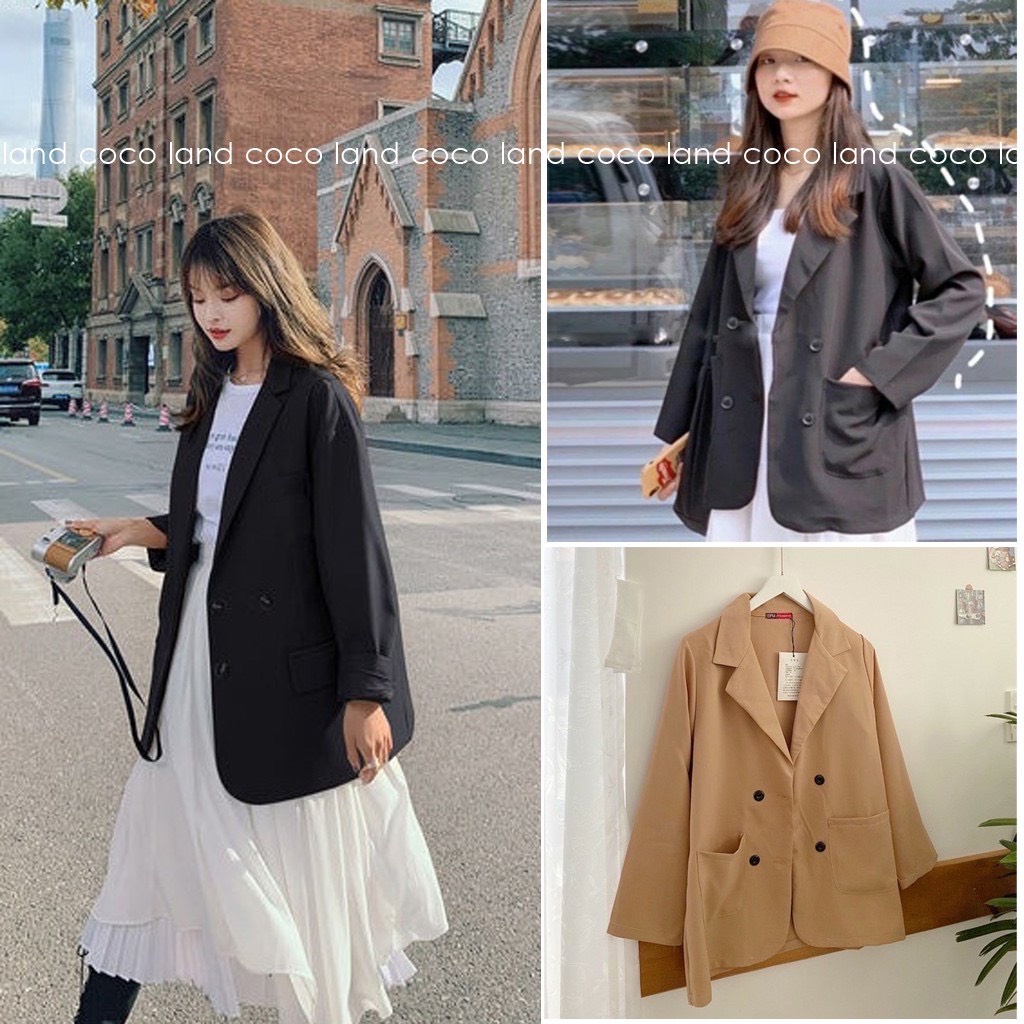 Áo BLAZER TRƠN 4 CÚC Nữ Tay Dài Ulzzang ❤ Áo Vest Nữ Khoác Ngoài Mẫu Mới Phong Cách Hàn Quốc GOVA