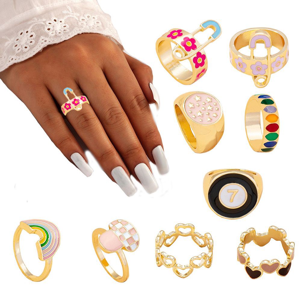 Nhẫn Đeo Ngón Tay Họa Tiết Hoa Trái Tim Thời Trang Hàn Quốc Cho Nam Nữ 7