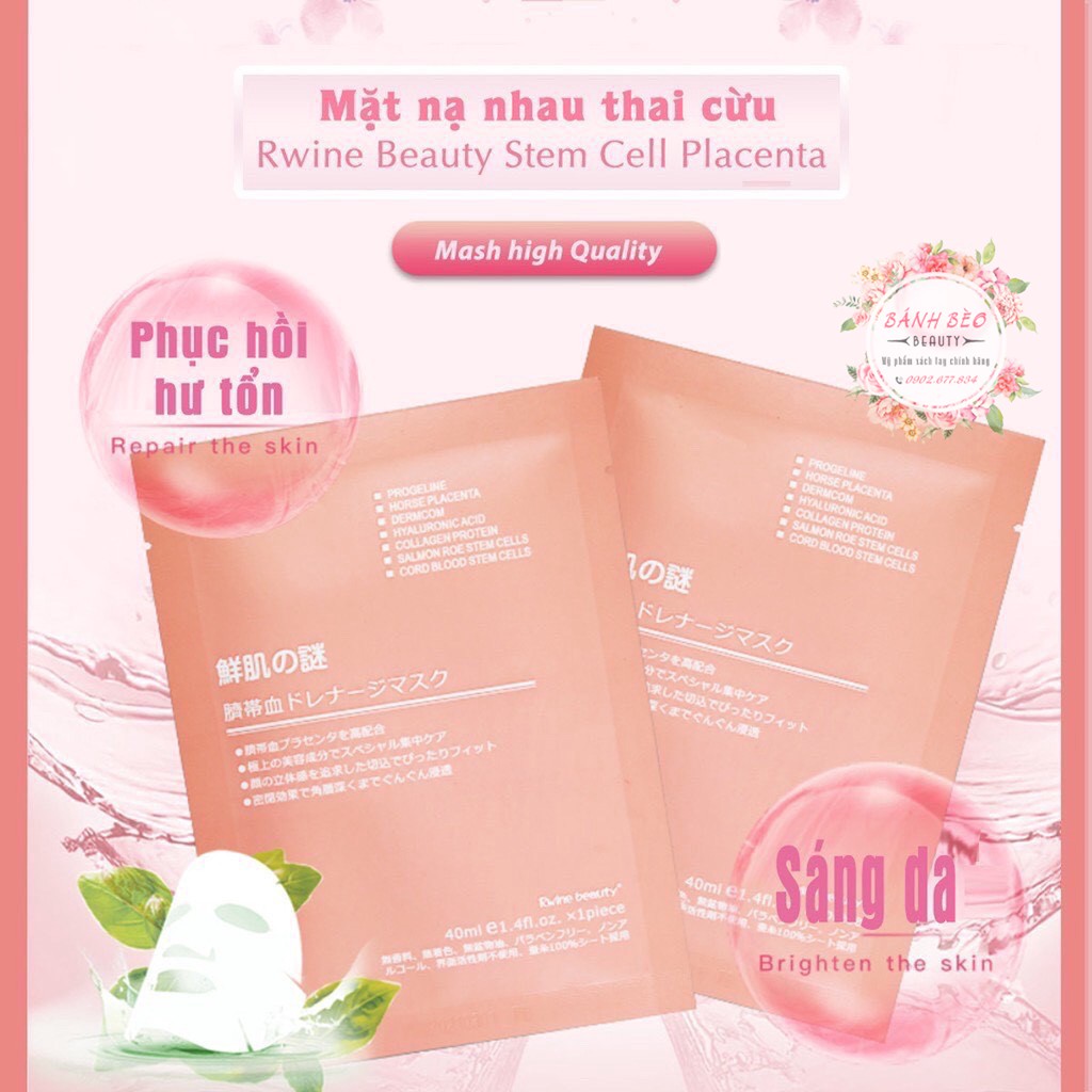 Mặt nạ nhau thai tế bào gốc nhau thai cuống rốn Rwine Beauty Nhật Bản chính hãng