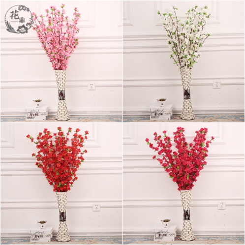 Set 10 cành hoa đào giả màu hồng trang trí nhà cửa tiện dụng