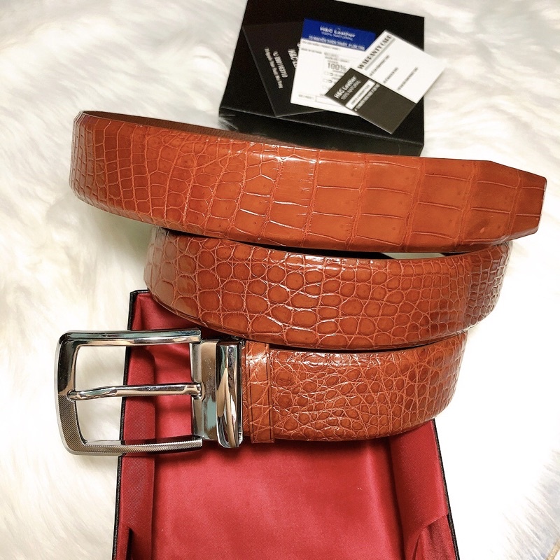 Thắt lưng nam da cá sấu thật 100%, rộng 4cm, dây nối