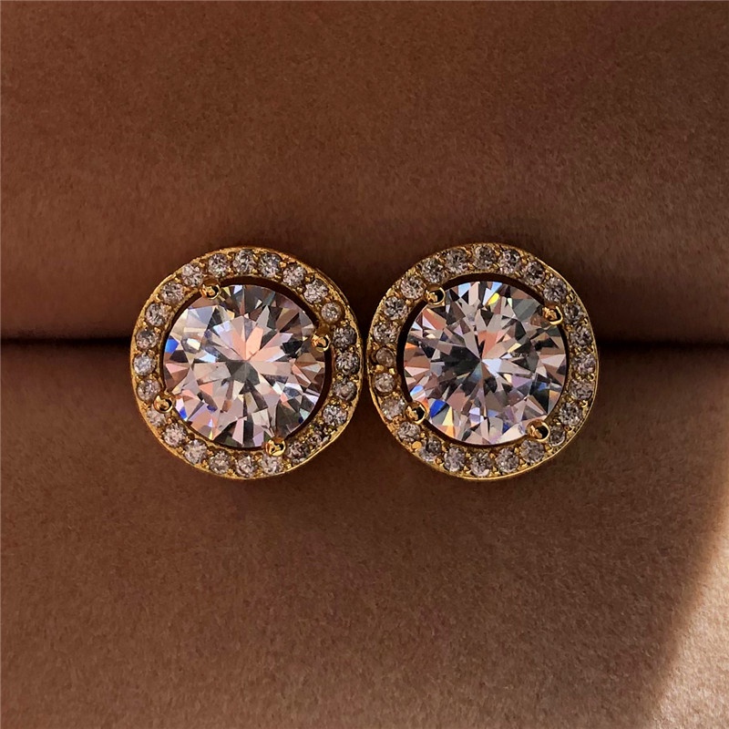 Bông Tai Mạ Bạc 925 Đính Đá Sapphire Trắng Tự Nhiên