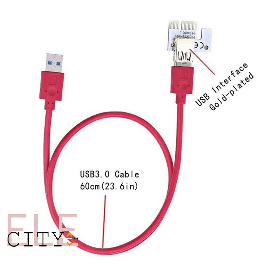 Card chuyển đổi PCI-e PCI Express Riser Card 1x sang dây cáp dữ liệu 16x USB 3.0 3 trong 1 008S