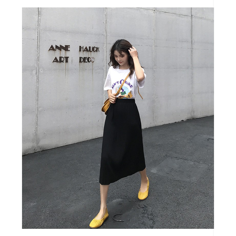 CHÂN VÁY NỮ DÀI XẺ LƯNG THUN CO DÃN PHONG CÁCH ULZZANG - WINDY SKIRT | BigBuy360 - bigbuy360.vn