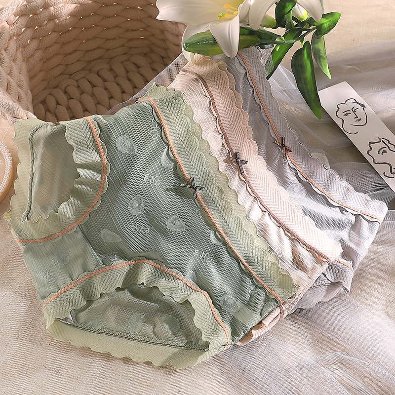 Quần lót AOWEINISI cotton kháng khuẩn phối ren quyến rũ dành cho nữ