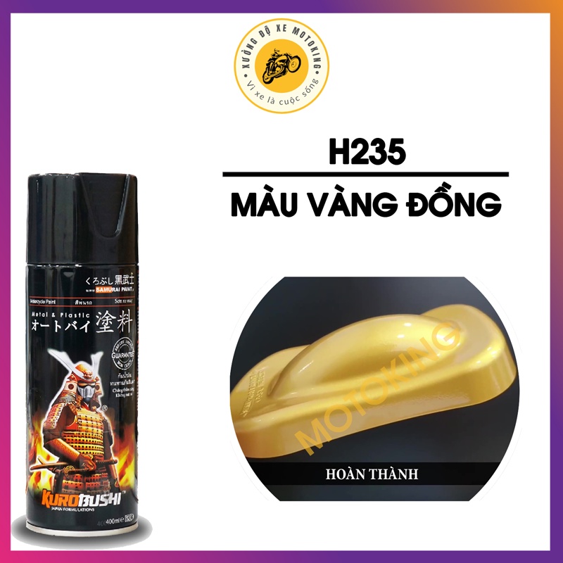 Sơn Samurai màu vàng đồng H235 - chai sơn xịt chuyên dụng dành cho sơn xe máy, ô tô