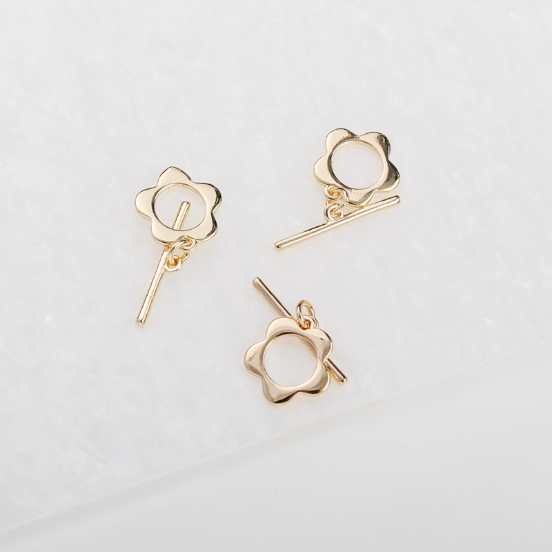 Khóa Cài Vòng Tay / Dây Chuyền Bằng Đồng Mạ Vàng 14k Hình Hoa Mận diy