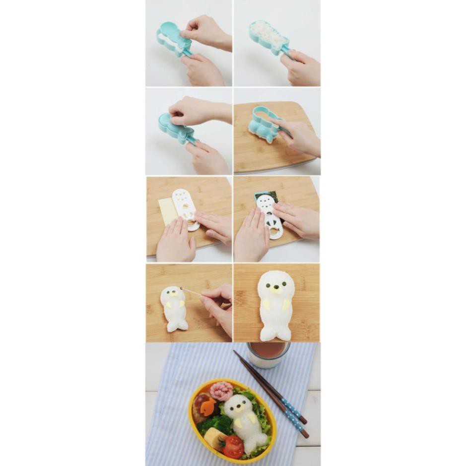 Bộ dụng cụ ép cơm hải cẩu kèm tấm cắt trang trí - Cao cấp