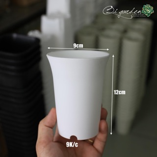 Chậu nhựa trắng tròn cao size 9cm