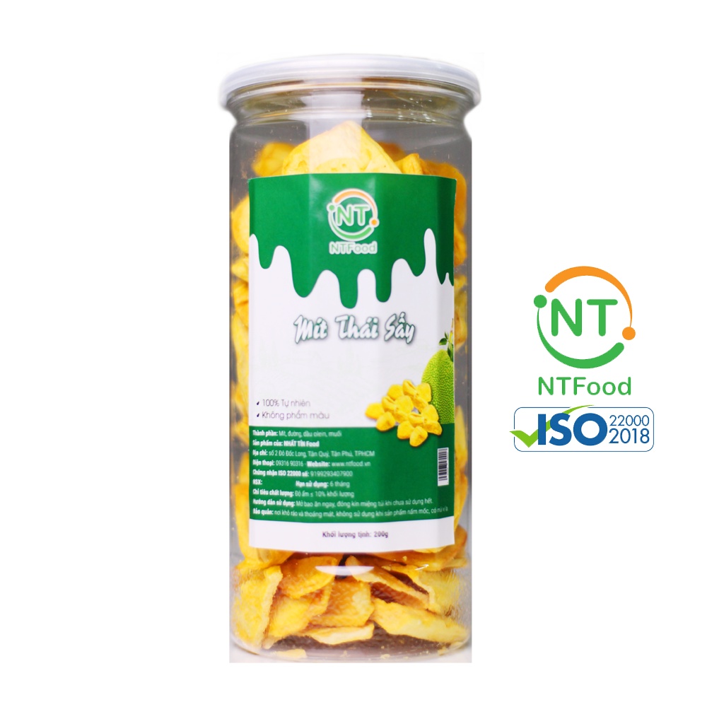 [Mã BMBAU50 giảm 7% đơn 99K] Mít Thái sấy giòn NTFood hủ Pet 200 gram - Nhất Tín Food