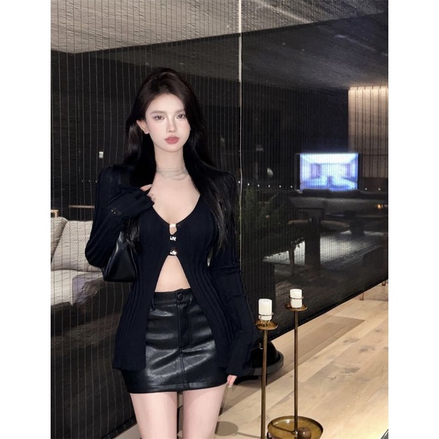 Áo Len Cardigan Dệt Kim Hở eo Quyến Rũ