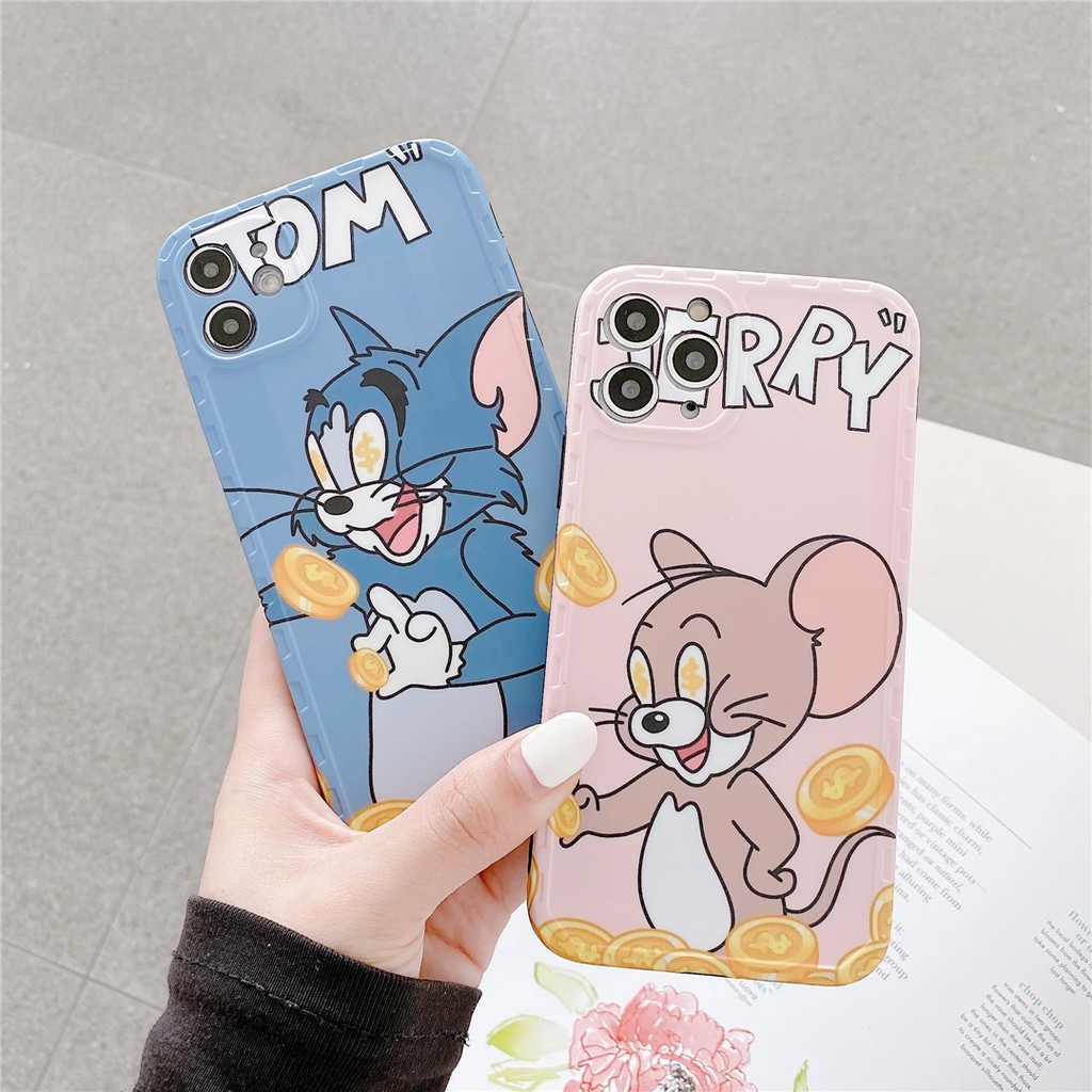 Soft Plastic Phone Cases Cute Couple cartoon Tom and Jerry Case suitable for iPhone12 mini 11 PRO MAX 7/8plus SE2020 X/XS XR XSMAX