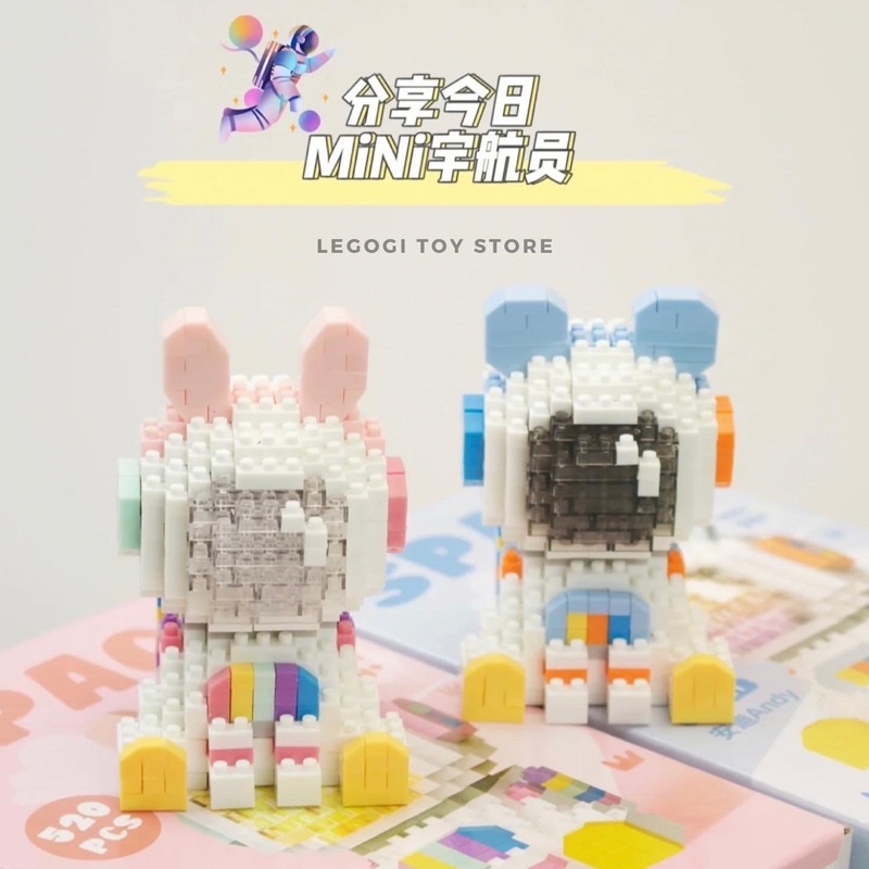 Đồ chơi xếp hình Legogi PHI HÀNH GIA MINI THỎ ANN VÀ ANDY 520 mảnh mô hình lắp ghép thông minh trẻ em