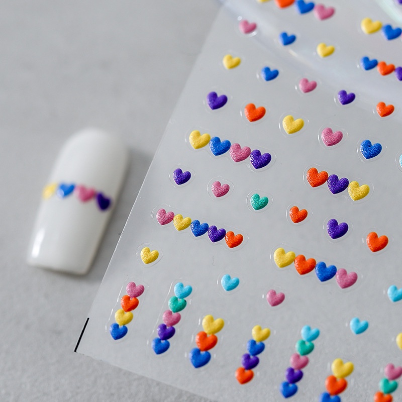1 Tờ Miếng Dán Trang Trí Móng Tay Hình Trái Tim 3D Dễ Thương