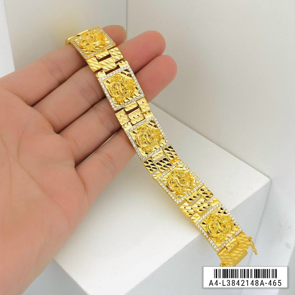 Lắc Tay Nam Mạ Vàng 18K Chạm Yellow Tiger Mẫu 0148R0302 - Đi Chơi, Dự Tiệc Rất Ngầu - Bao Đổi Tra Trong Vòng 07 Ngày