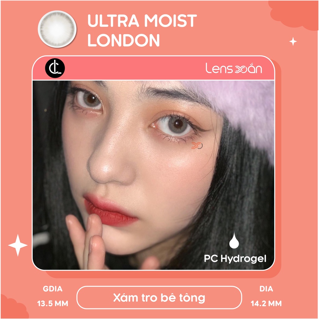 KÍNH ÁP TRÒNG CAO CẤP SIESTA ULTRA MOIST LONDON CỦA COLORCL (PC HYDROGEL LENS) : LENS XÁM ÁNH BẠC PHA BÊ TÔNG| LENS XOẮN