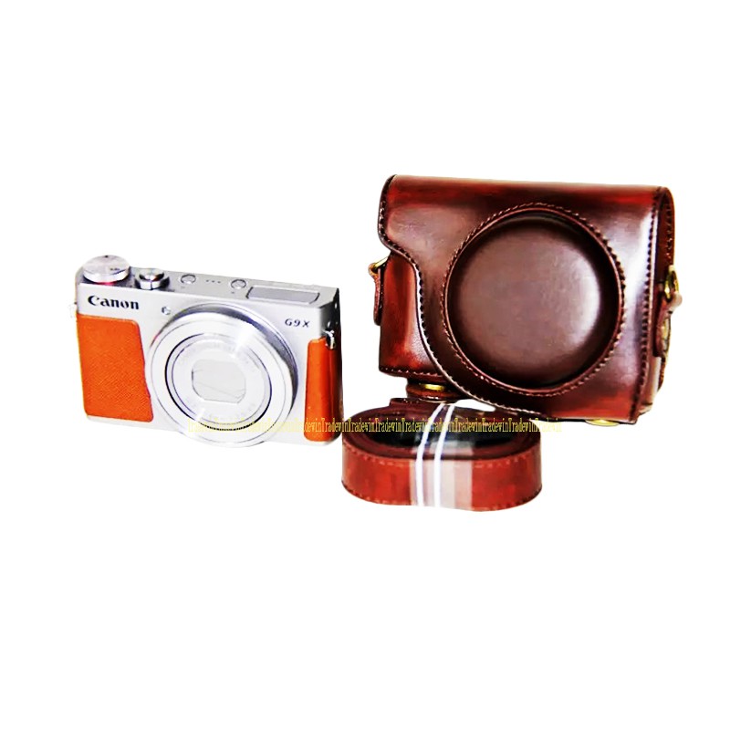 Túi đựng máy ảnh bằng da Pu cho Canon G9X G 9X có dây đeo vai