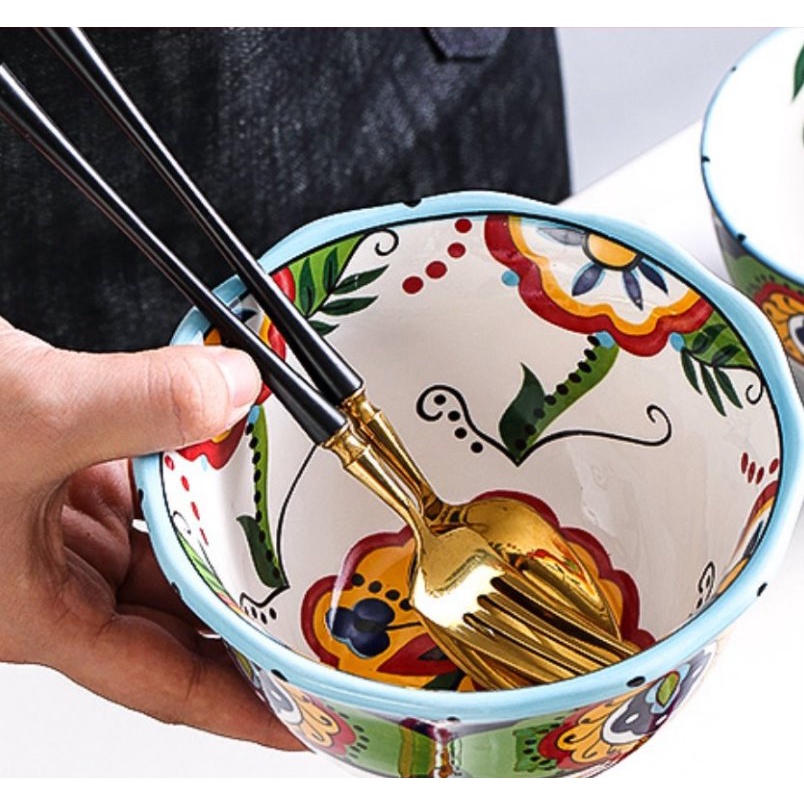Bát Ăn Cơm Sứ, Hàng Đẹp, Dày, Họa Tiết Châu Âu Hoài Cổ