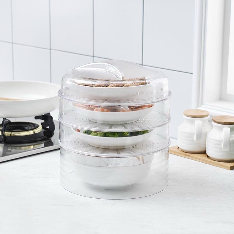 Lồng bàn bảo quản thức ăn thông minh chống bụi 5 tầng trong suốt giữ nhiệt tốt